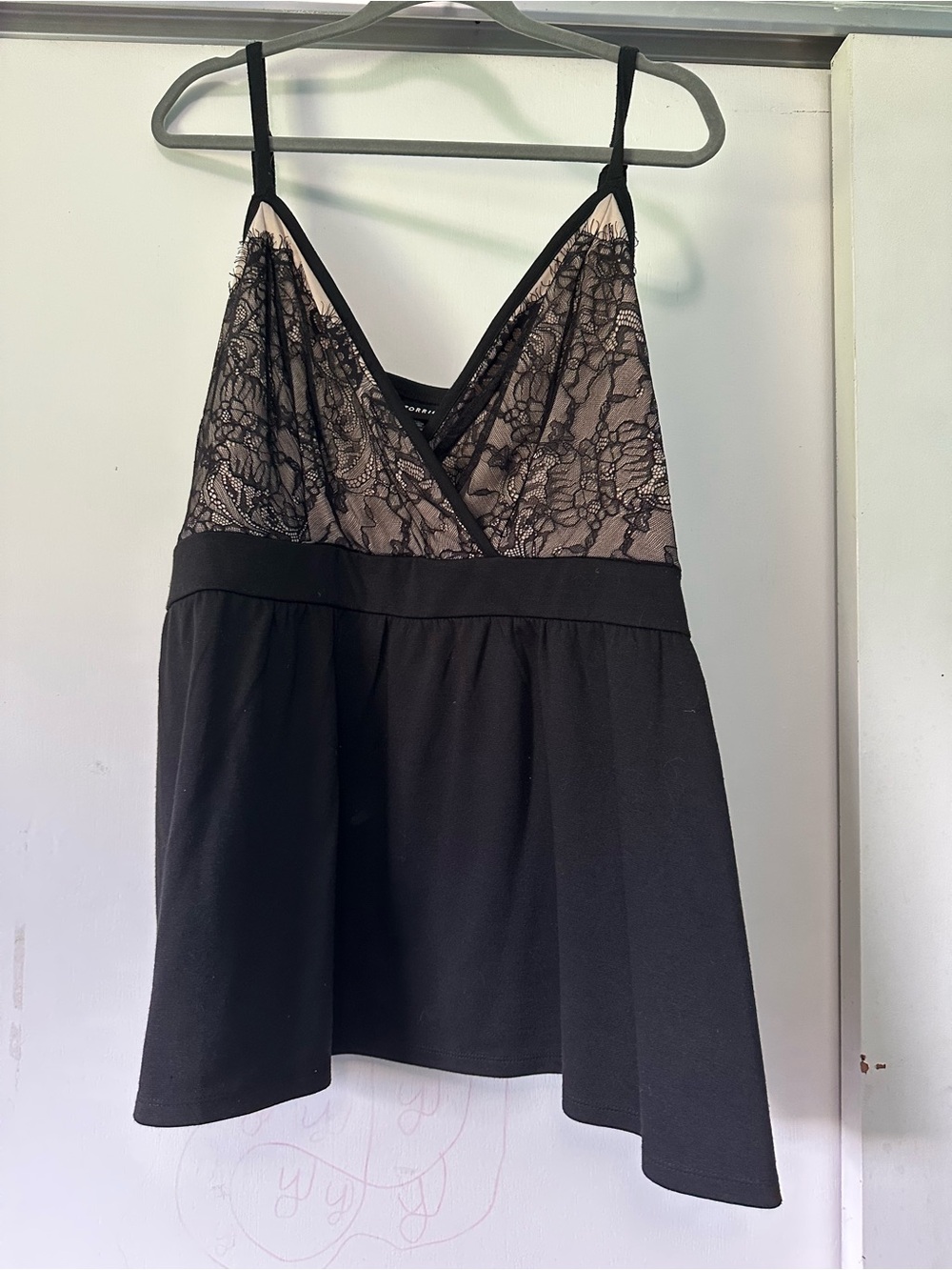 torrid Black Lace-Trim Chemise with Nude Lining